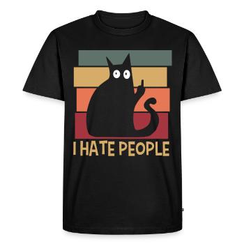 Je déteste les gens Cat Retro - T-shirt Premium bio Homme - noir - Devant - Nico (187cm)