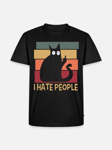 I Hate People Cat Retro - Men's Premium Organic T-Shirt - black