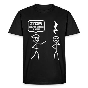 Stop, you are under arrest | Stickman - Men's Premium Organic T-Shirt - black - Front - Nico (187cm)