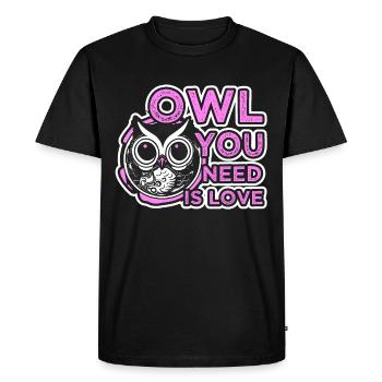 Les hiboux sont l’amour Owl Owl dont vous avez besoin - T-shirt Premium bio Homme - noir - Devant - Nico (187cm)
