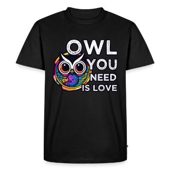 L’amour compte hiboux hiboux - T-shirt Premium bio Homme - noir - Devant - Nico (187cm)