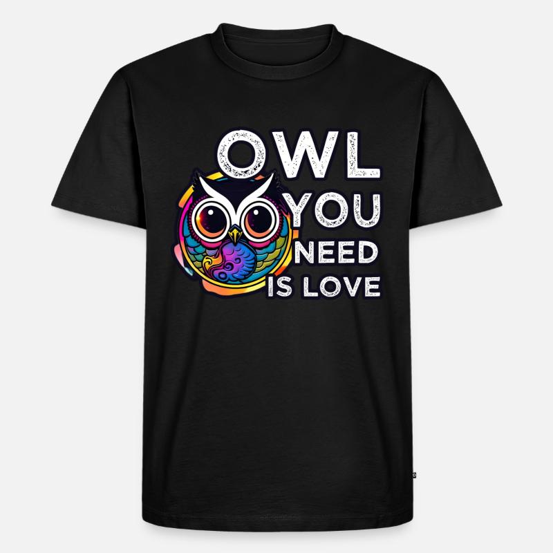 Liebe zählt Eule Eulen - Männer Premium Bio T-Shirt - Schwarz