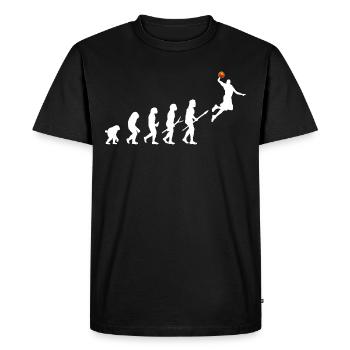 Basket Humour Evotlution Basketteur - T-shirt Premium bio Homme - noir - Devant - Nico (187cm)