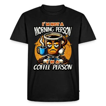 JE NE SUIS PAS DU MATIN, JE SUIS DU CAFÉ - T-shirt Premium bio Homme - noir - Devant - Nico (187cm)