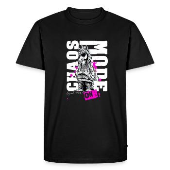 Unicorn "Chaos Mode On" – For all those who like the chaos - Men's Premium Organic T-Shirt - black - Front - Nico (187cm)