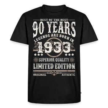Born in 1933 - 90 years old - Men's Premium Organic T-Shirt - black - Front - Nico (187cm)