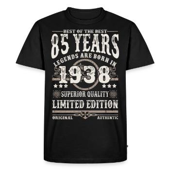Born in 1938 - 85 years old - Men's Premium Organic T-Shirt - black - Front - Nico (187cm)