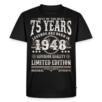 Born in 1948 - 75 years old - Men's Premium Organic T-Shirt - black - Front - Nico (187cm)