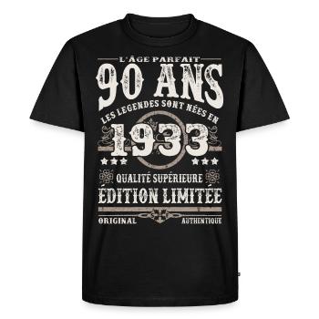 Les légendes sont nées en 1933 - 90 ans - T-shirt Premium bio Homme - noir - Devant - Nico (187cm)