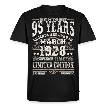 Born in March 1928 - 95 years old - Men's Premium Organic T-Shirt - black - Front - Nico (187cm)