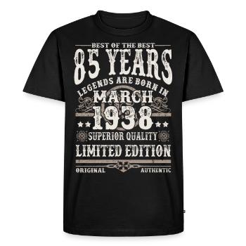 Born in March 1938 - 85 years old - Men's Premium Organic T-Shirt - black - Front - Nico (187cm)