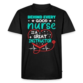 Derrière chaque bonne infirmière se cache un excellent instructeur - T-shirt Premium bio Homme - noir - Devant - Nico (187cm)