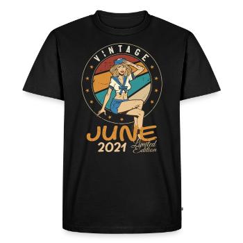 Millésime 2021 - Né en Juin 2021 - T-shirt Premium bio Homme - noir - Devant - Nico (187cm)