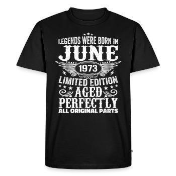 Juin 1973 Edition Limitée Parfaitement Vieilli 1973 Juin - T-shirt Premium bio Homme - noir - Devant - Nico (187cm)