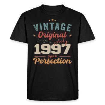 Juillet 1997 Anniversaire Juillet 1997 Original 1997 Juillet - T-shirt Premium bio Homme - noir - Devant - Nico (187cm)