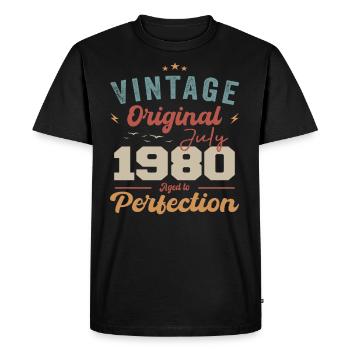 Juillet 1980 Anniversaire Juillet 1980 Original 1980 Juillet - T-shirt Premium bio Homme - noir - Devant - Nico (187cm)