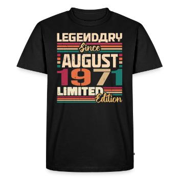 1971 Août Légende de l’anniversaire Août 1971 - T-shirt Premium bio Homme - noir - Devant - Nico (187cm)