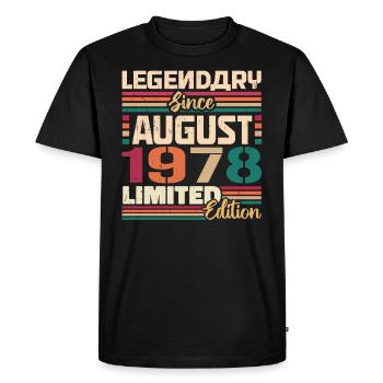 1978 Août Légende de l’anniversaire Août 1978 - T-shirt Premium bio Homme - noir - Devant - Nico (187cm)