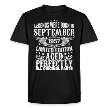 Septembre 1957 Anniversaire Septembre 1957 Septembre - T-shirt Premium bio Homme - noir - Devant - Nico (187cm)