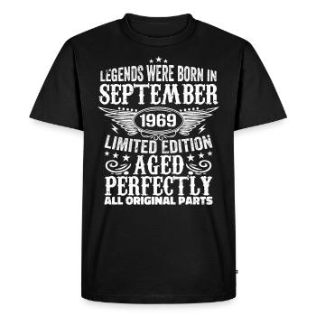 Septembre 1969 Anniversaire Septembre 1969 Septembre - T-shirt Premium bio Homme - noir - Devant - Nico (187cm)