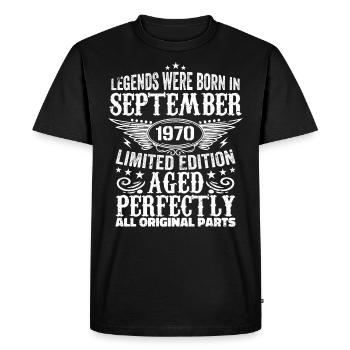 Septembre 1970 Anniversaire Septembre 1970 Septembre - T-shirt Premium bio Homme - noir - Devant - Nico (187cm)