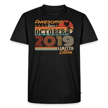 Millésime d’octobre 2019 - Octobre 2019 - T-shirt Premium bio Homme - noir - Devant - Nico (187cm)