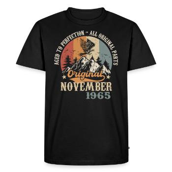 Anniversaire en Novembre 1965 - Novembre 1965 - T-shirt Premium bio Homme - noir - Devant - Nico (187cm)