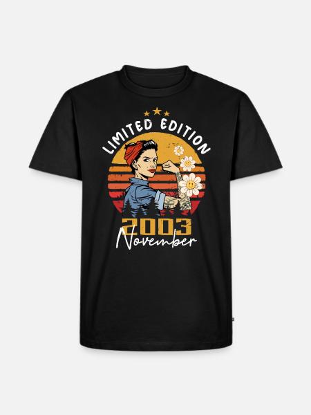 Novembre Millésime 2003 Né Anniversaire Femmes - T-shirt Premium bio Homme - noir