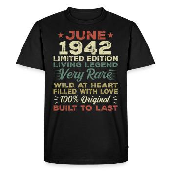 Juin 1942 Anniversaire Juin 1942 Cadeau Juin 1942 - T-shirt Premium bio Homme - noir - Devant - Nico (187cm)
