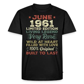 Juin 1961 Anniversaire Juin 1961 Cadeau Juin 1961 - T-shirt Premium bio Homme - noir - Devant - Nico (187cm)