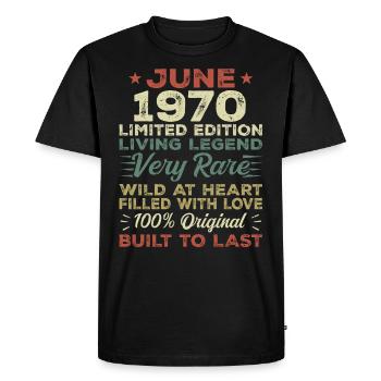 Juin 1970 Anniversaire Juin 1970 Cadeau Juin 1970 - T-shirt Premium bio Homme - noir - Devant - Nico (187cm)