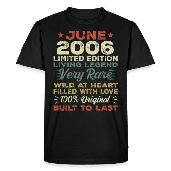 Juin 2006 Anniversaire Juin 2006 Cadeau Juin 2006 - T-shirt Premium bio Homme - noir - Devant - Nico (187cm)