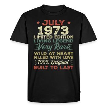 Cadeau Juillet 1973 Anniversaire Juillet 1973 Anniversaire - T-shirt Premium bio Homme - noir - Devant - Nico (187cm)