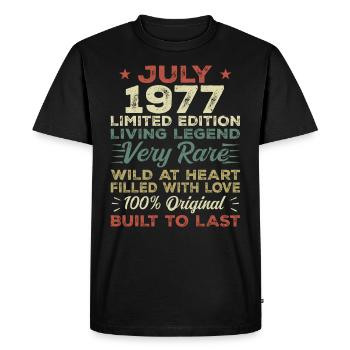 Cadeau Juillet 1977 Anniversaire Juillet 1977 Anniversaire - T-shirt Premium bio Homme - noir - Devant - Nico (187cm)