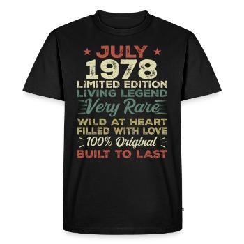 Cadeau Juillet 1978 Anniversaire Juillet 1978 Anniversaire - T-shirt Premium bio Homme - noir - Devant - Nico (187cm)
