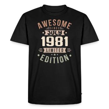 Anniversaire de juillet 1981 Cadeau d'anniversaire de juillet 1981 - T-shirt Premium bio Homme - noir - Devant - Nico (187cm)