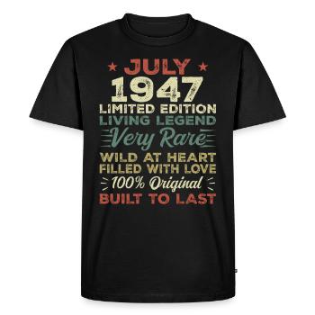 Cadeau Juillet 1947 Jubilé Juillet 1947 Anniversaire - T-shirt Premium bio Homme - noir - Devant - Nico (187cm)