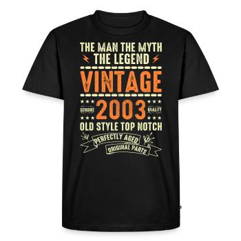2003 Cadeau d’anniversaire Millésime 2003 Millésime 2003 - T-shirt Premium bio Homme - noir - Devant - Nico (187cm)