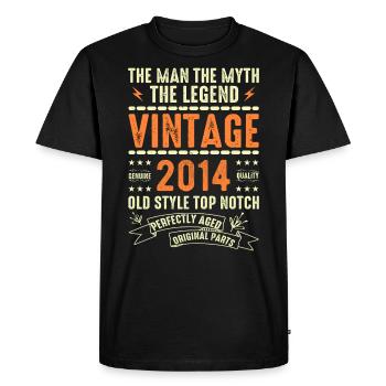 Cadeau anniversaire 2014 Millésime 2014 Millésime 2014 - T-shirt Premium bio Homme - noir - Devant - Nico (187cm)