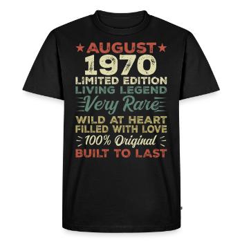 Août 1970 - Idée cadeau pour Août 1970 - 1970 - T-shirt Premium bio Homme - noir - Devant - Nico (187cm)