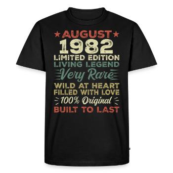 Août 1982 - Idée cadeau pour Août 1982 - 1982 - T-shirt Premium bio Homme - noir - Devant - Nico (187cm)