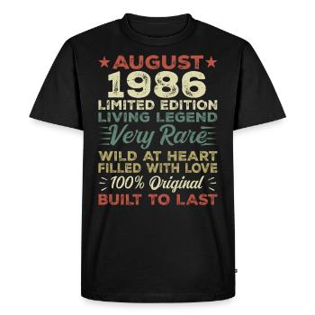 Août 1986 - Idée cadeau pour Août 1986 - 1986 - T-shirt Premium bio Homme - noir - Devant - Nico (187cm)