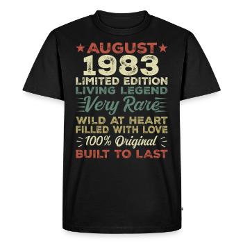 August 1983 - Gift idea for August 1983 - 1983 - Men's Premium Organic T-Shirt - black - Front - Nico (187cm)