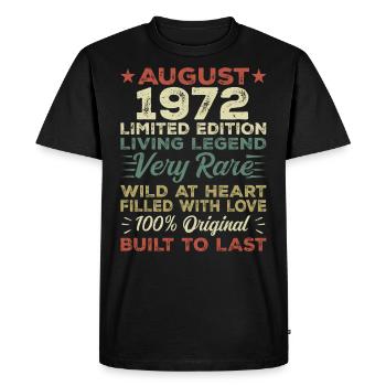August 1972 - Gift idea for August 1972 - 1972 - Men's Premium Organic T-Shirt - black - Front - Nico (187cm)