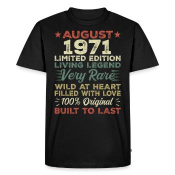 Août 1971 - Idée cadeau pour Août 1971 - 1971 - T-shirt Premium bio Homme - noir - Devant - Nico (187cm)