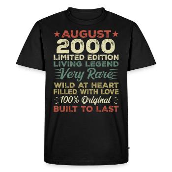 August 2000 - Gift Idea for August 2000 - 2000 - Men's Premium Organic T-Shirt - black - Front - Nico (187cm)