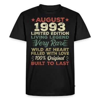 Août 1993 - Idée cadeau pour Août 1993 - 1993 - T-shirt Premium bio Homme - noir - Devant - Nico (187cm)