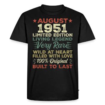 August 1951 - Gift idea for August 1951 - 1951 - Men's Premium Organic T-Shirt - black - Front - Nico (187cm)