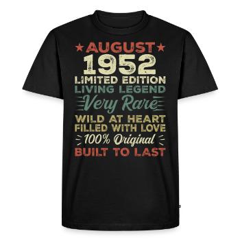 August 1952 - Gift idea for August 1952 - 1952 - Men's Premium Organic T-Shirt - black - Front - Nico (187cm)