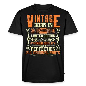 2009 Born 2009 - Year 2009 Birthday 2009 - Men's Premium Organic T-Shirt - black - Front - Nico (187cm)